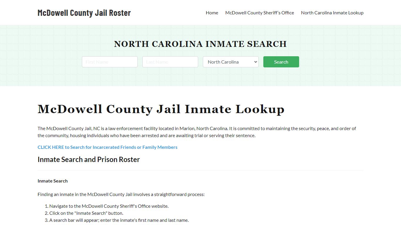 McDowell County Jail Roster Lookup, NC, Inmate Search