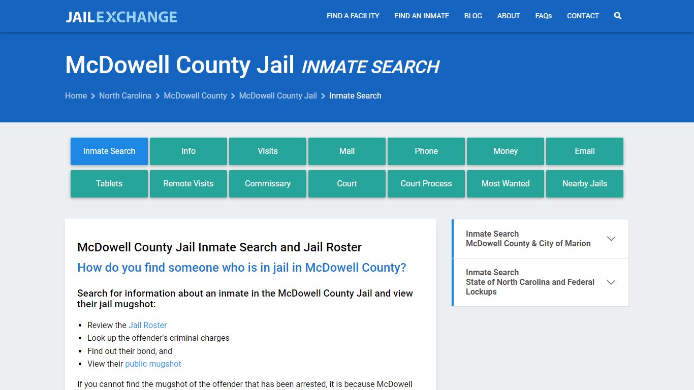 Inmate Search: Roster & Mugshots - McDowell County Jail, NC