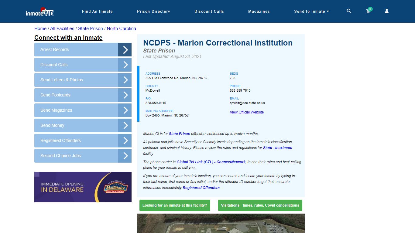 NCDPS - Marion Correctional Institution & Inmate Search - Marion, NC